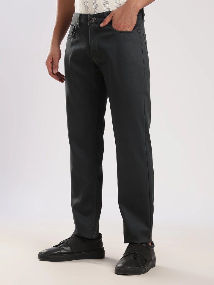 Grey Cotton Regular Fit Travel Pant