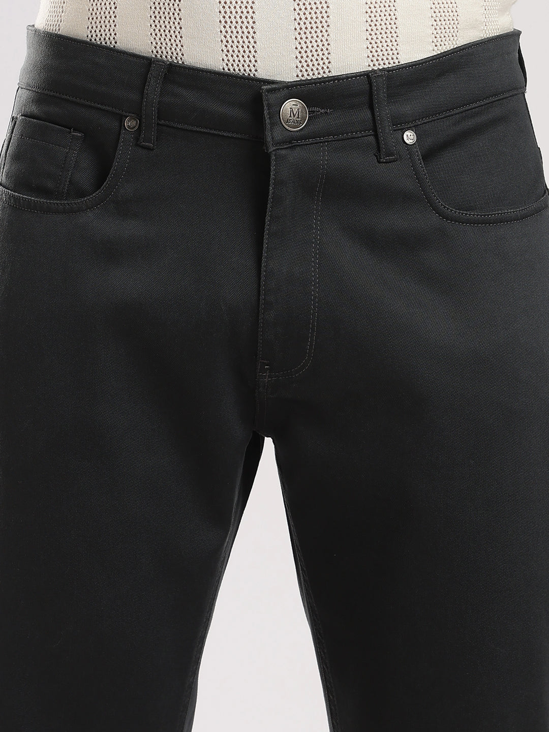 Grey Cotton Regular Fit Travel Pant