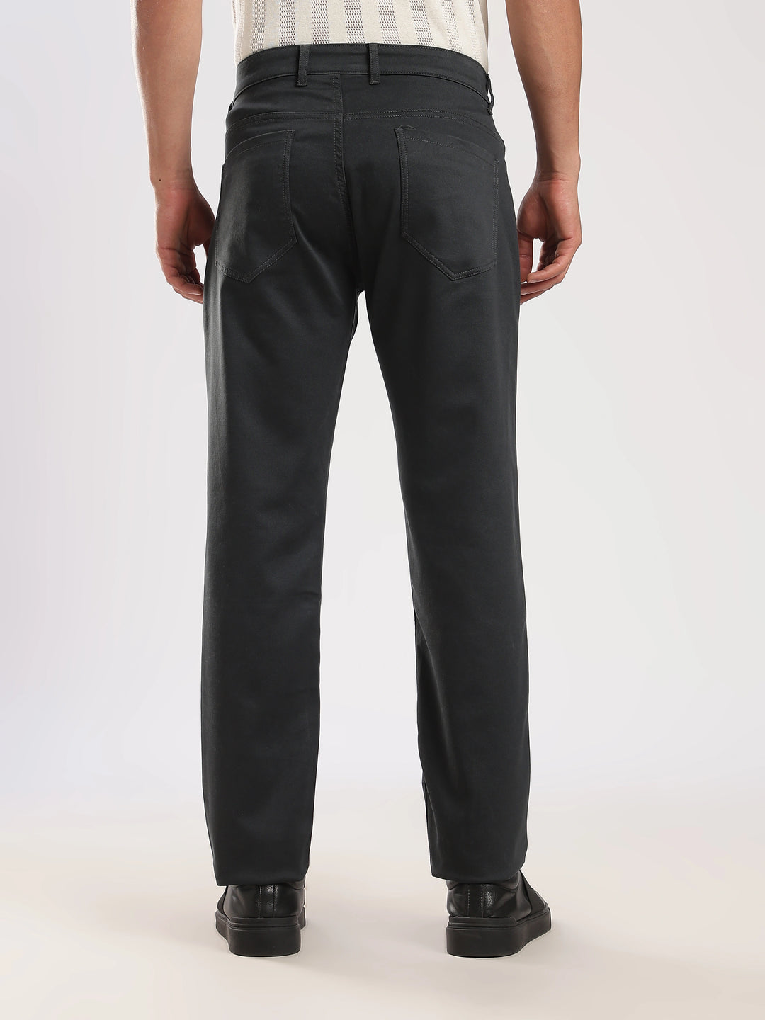 Grey Cotton Regular Fit Travel Pant