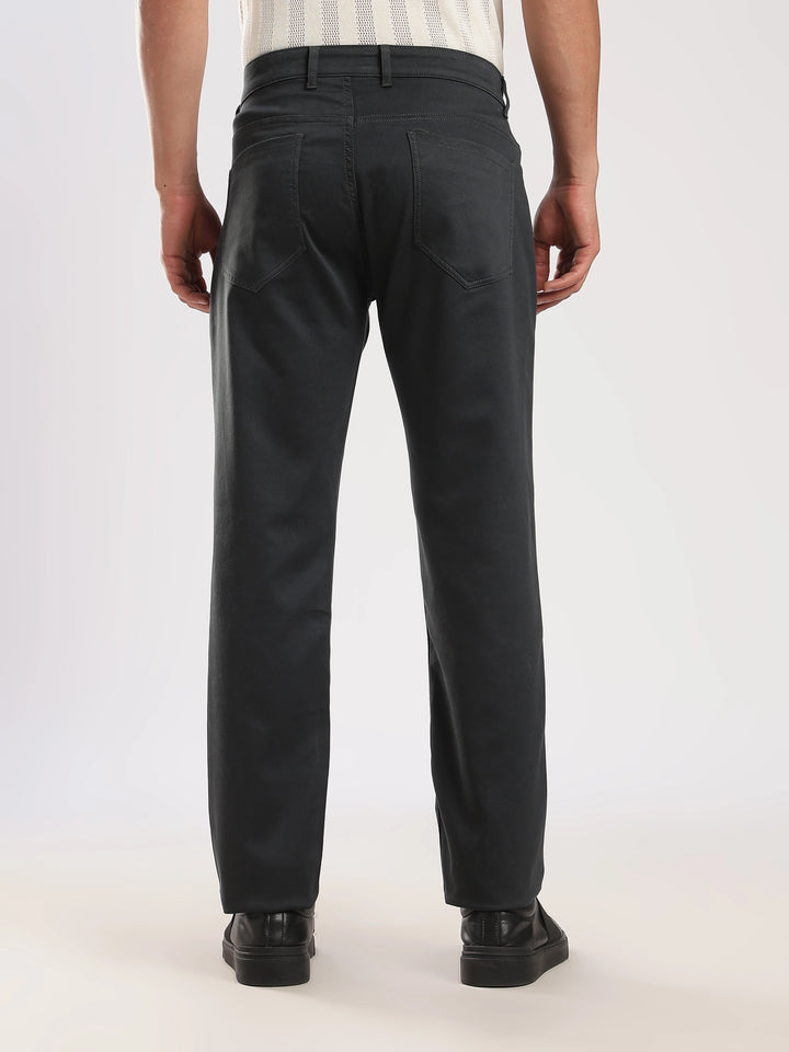 Grey Cotton Regular Fit Travel Pant