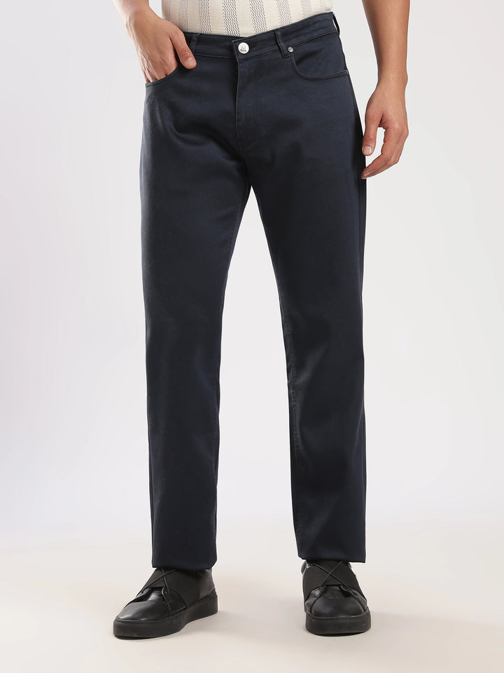 Navy Cotton Travel Pant