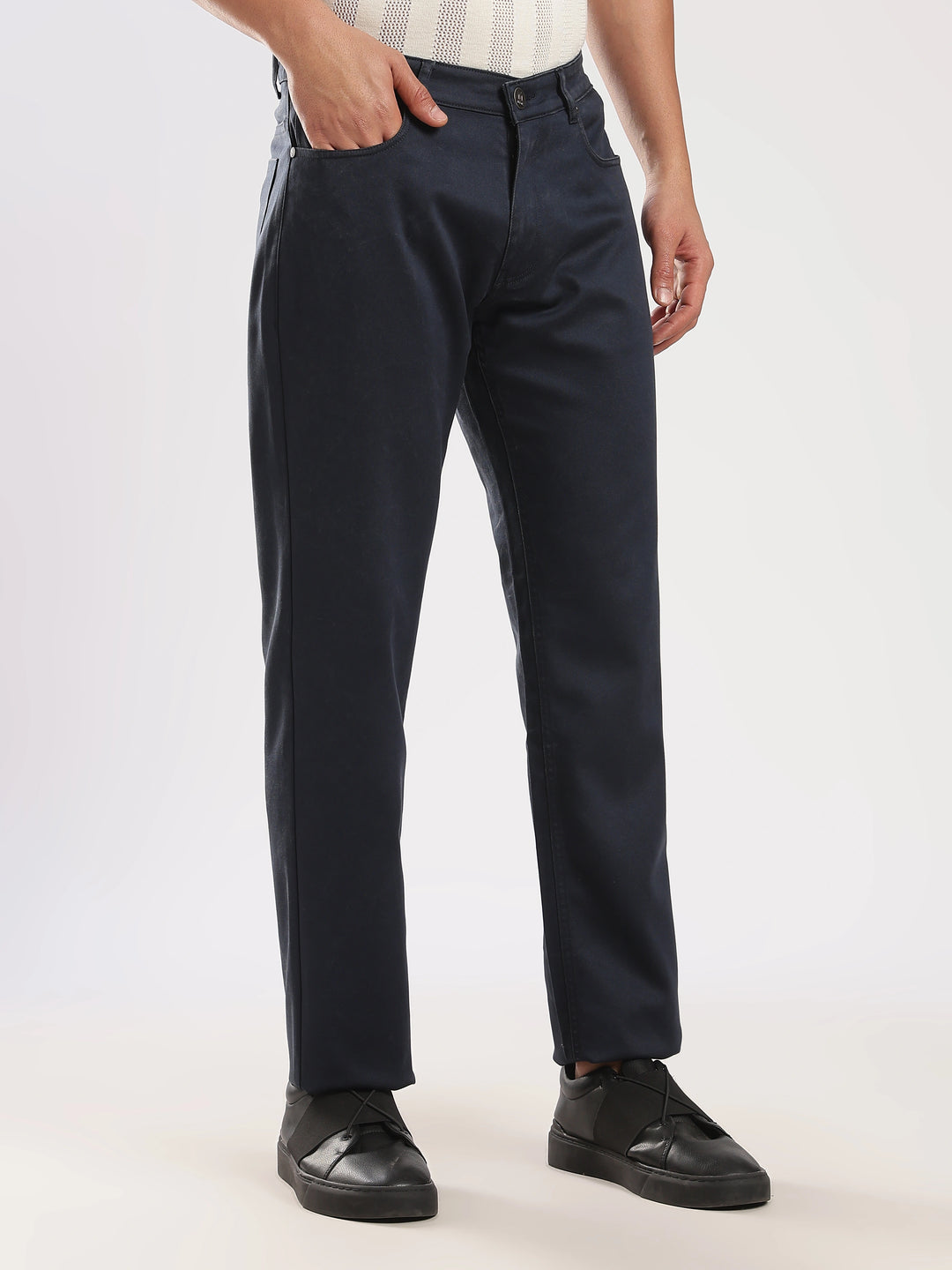 Navy Cotton Travel Pant