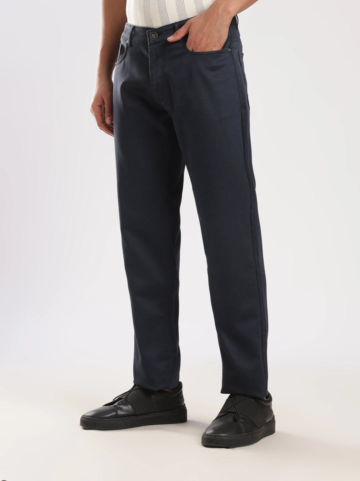 Navy Cotton Travel Pant
