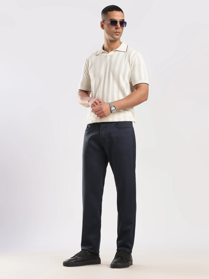 Navy Cotton Travel Pant