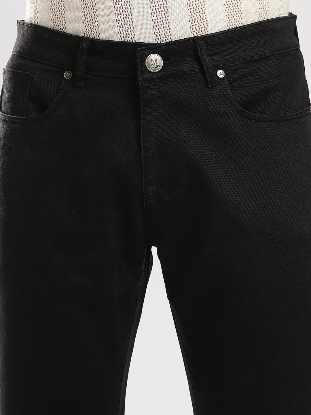 Black Cotton Regular Fit Travel Pant