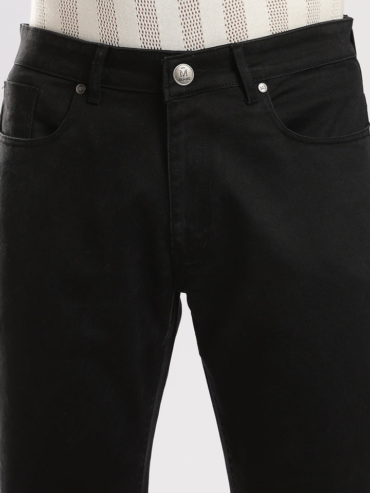 Black Cotton Regular Fit Travel Pant