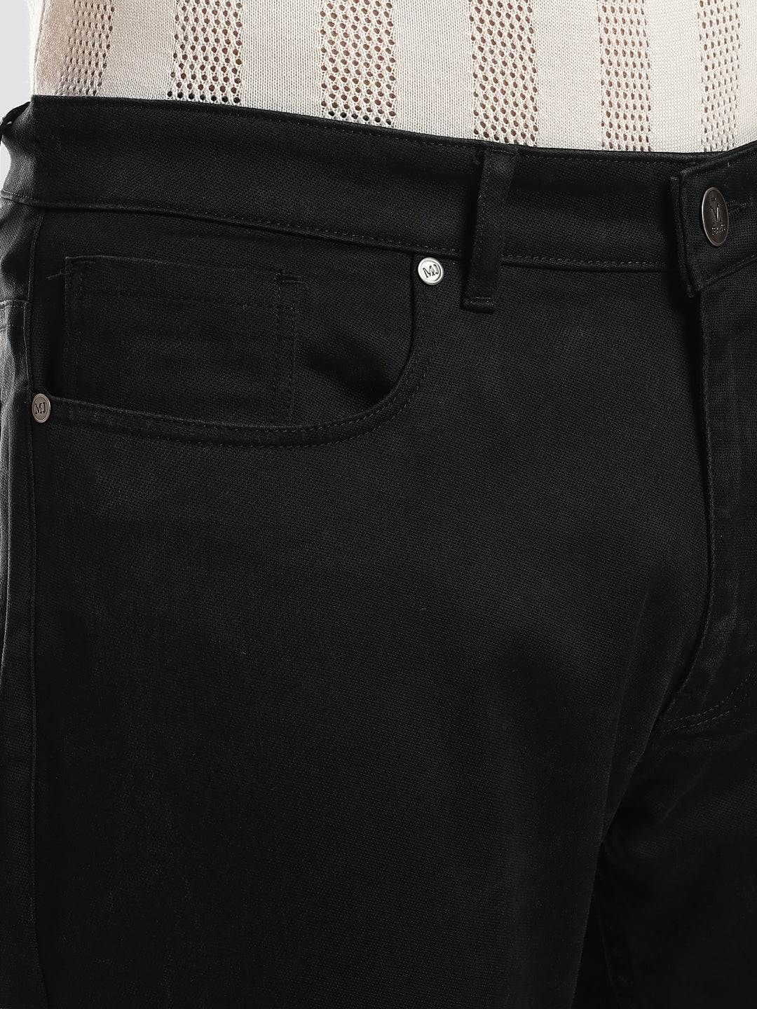 Black Cotton Regular Fit Travel Pant