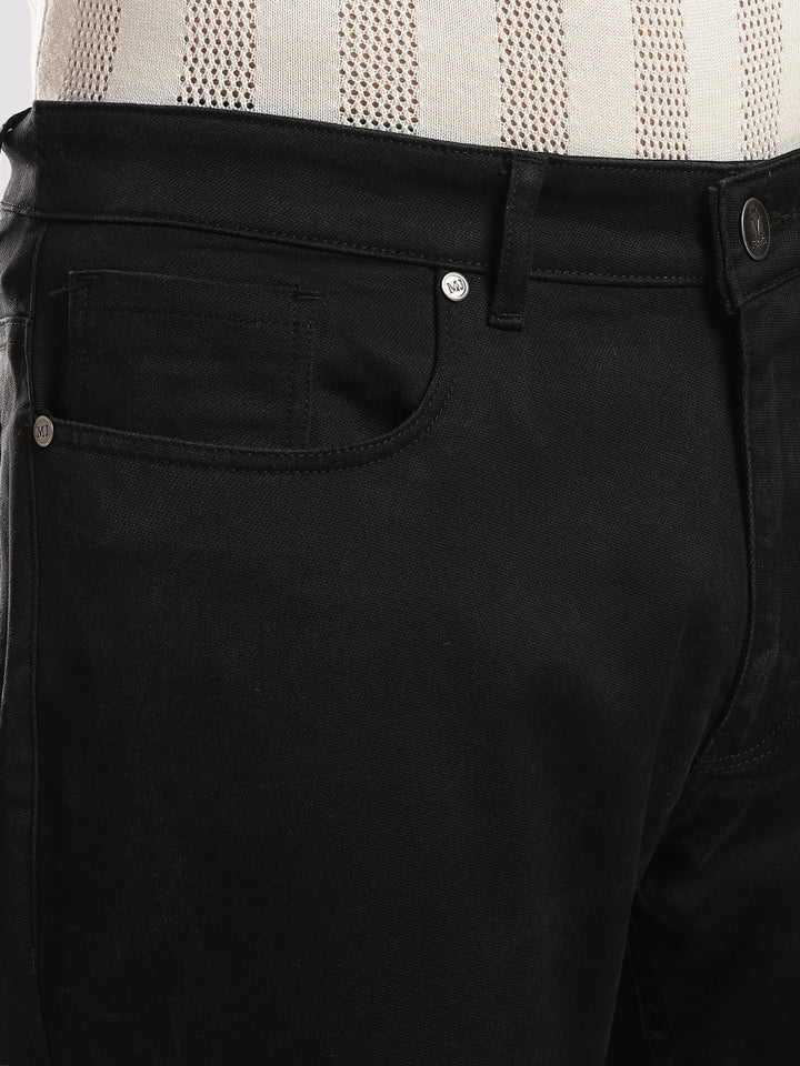 Black Cotton Regular Fit Travel Pant