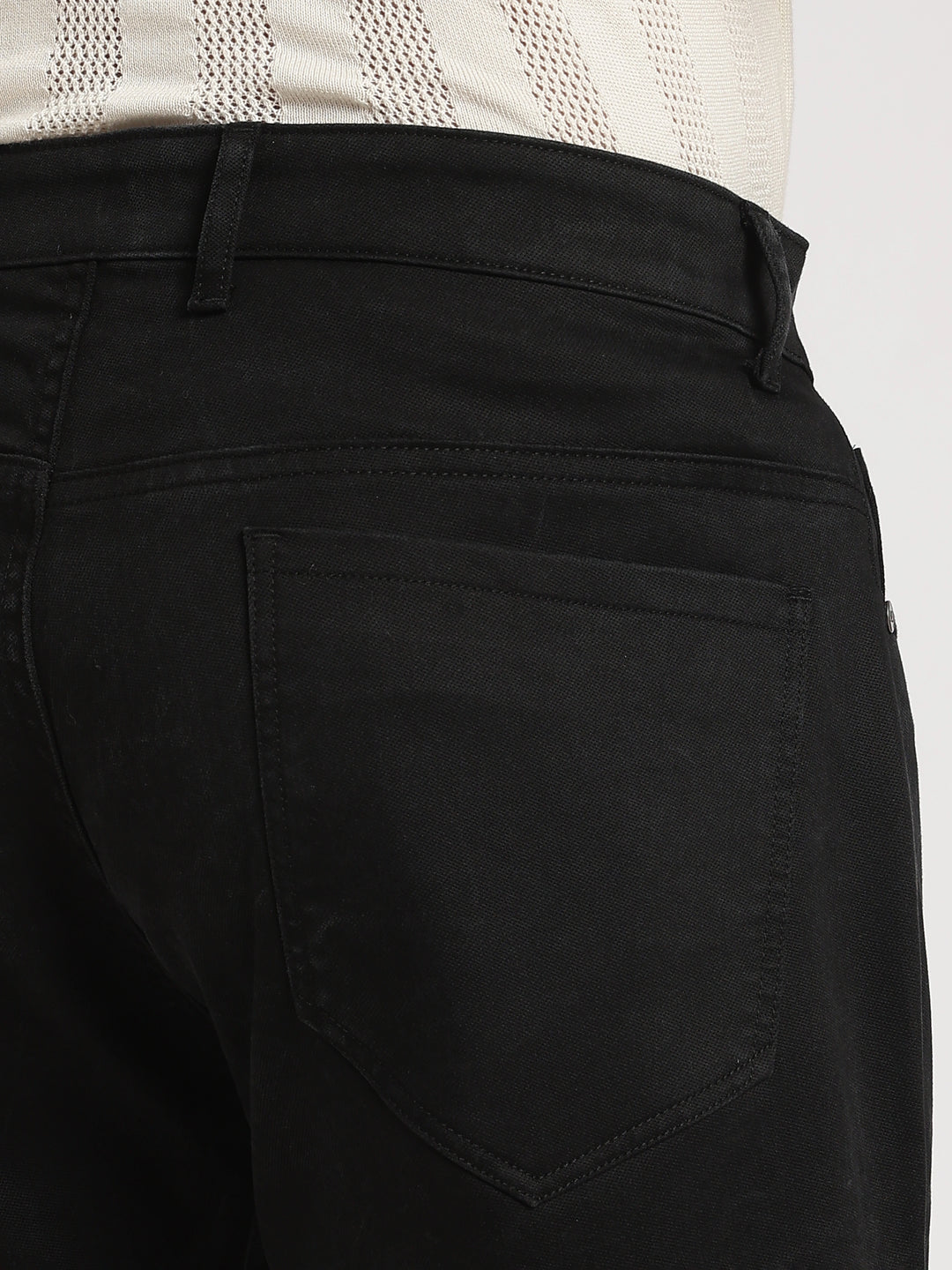 Black Cotton Regular Fit Travel Pant
