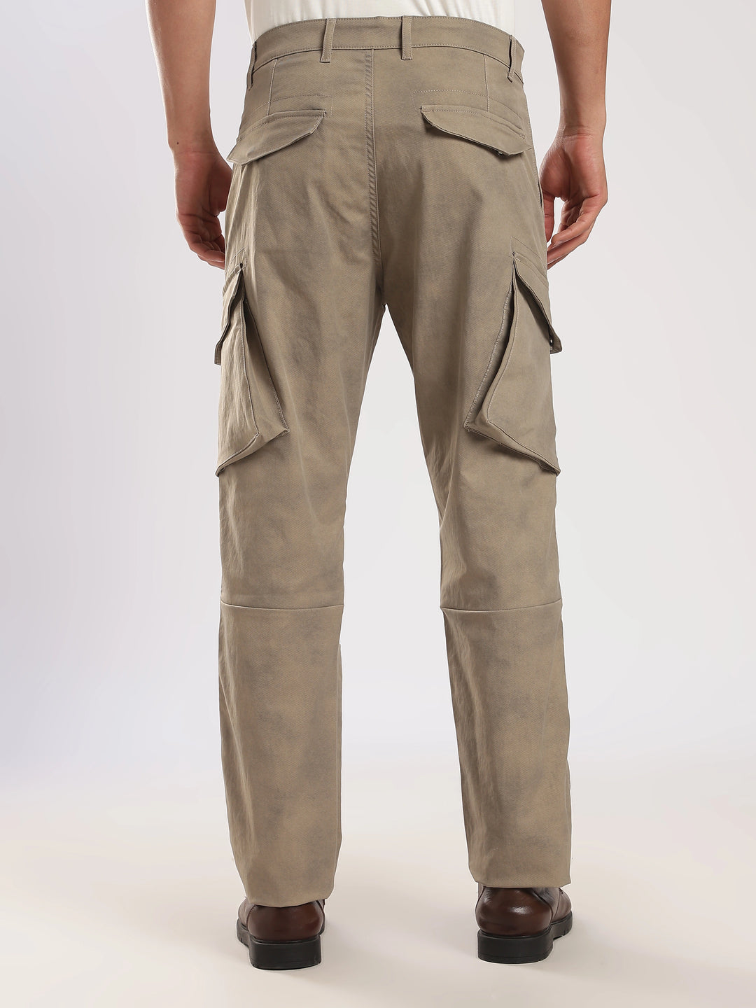Light Brown Cotton Regular Fit Cargo Pant