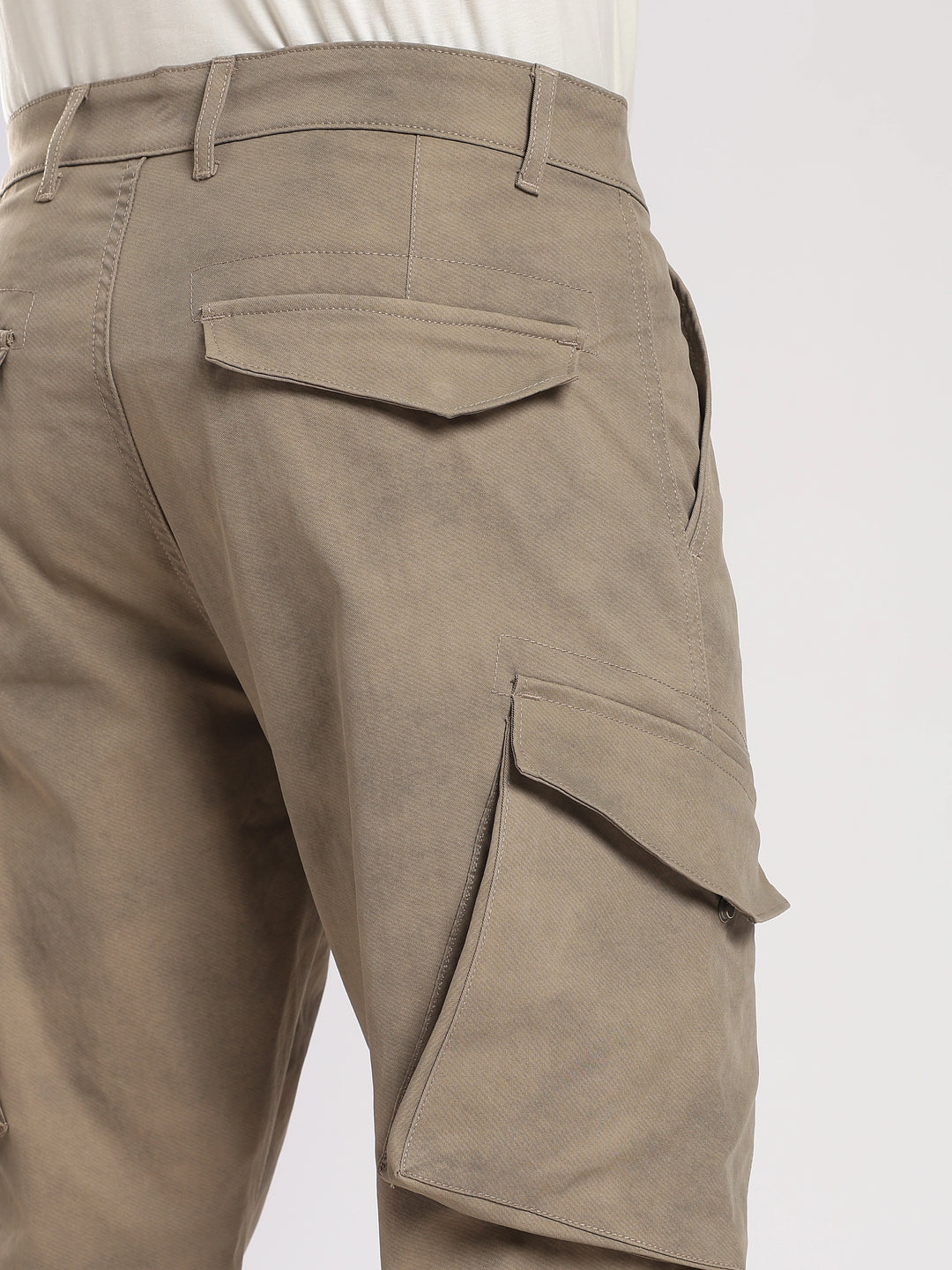 Light Brown Cotton Regular Fit Cargo Pant