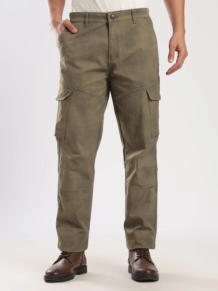 Olive Cotton Regular Fit Cargo Pant