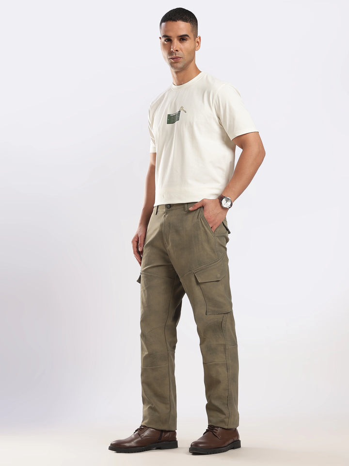 Olive Cotton Regular Fit Cargo Pant