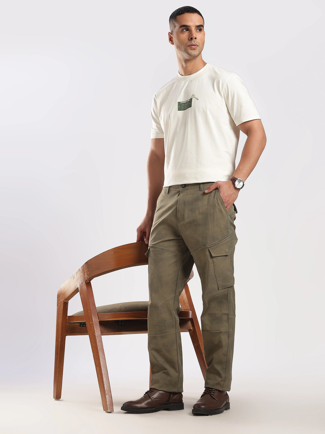 Olive Cotton Regular Fit Cargo Pant