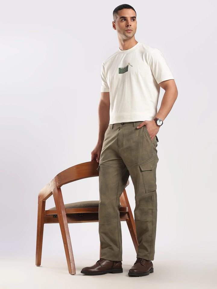 Olive Cotton Regular Fit Cargo Pant