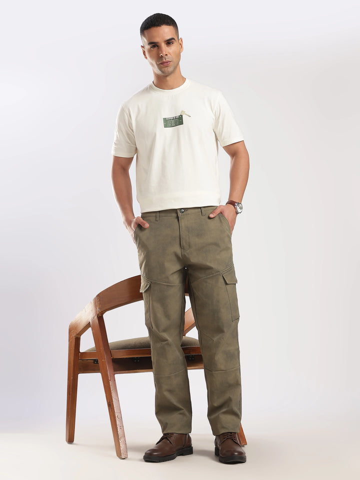 Olive Cotton Regular Fit Cargo Pant