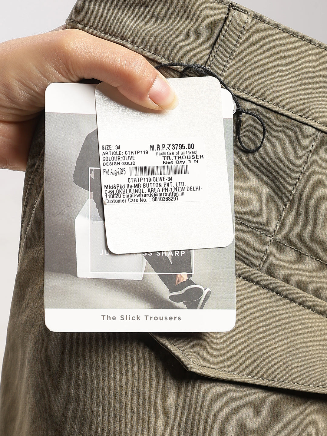 Olive Cotton Regular Fit Cargo Pant