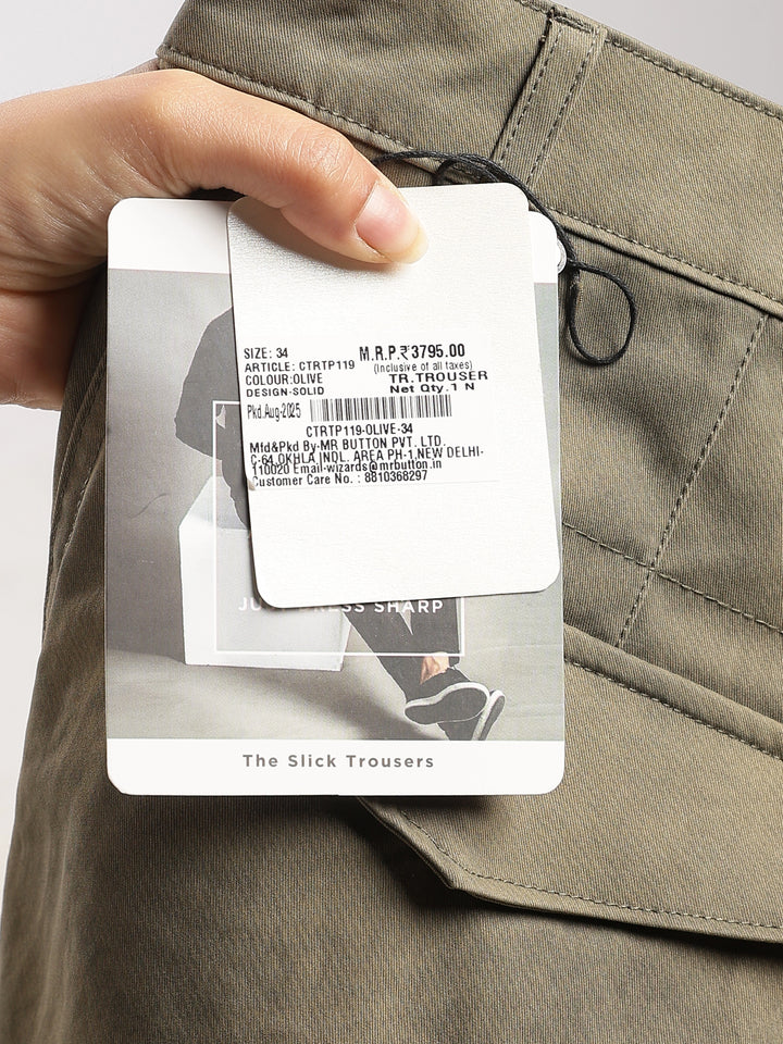 Olive Cotton Regular Fit Cargo Pant