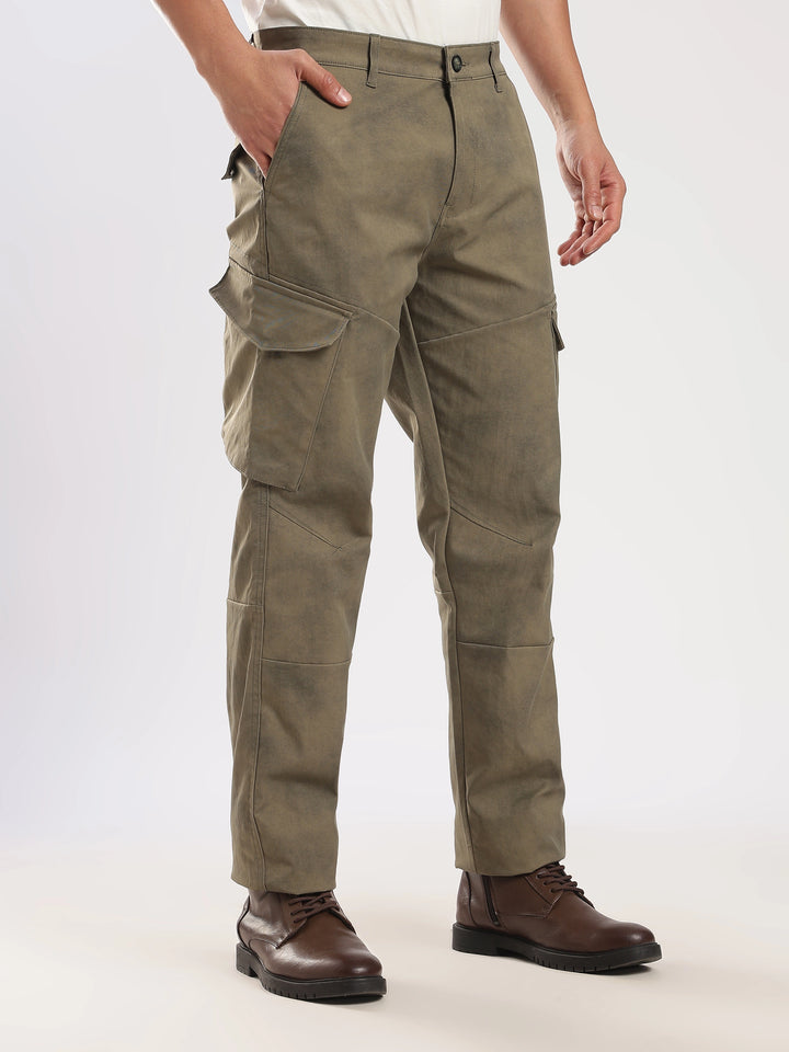 Olive Cotton Regular Fit Cargo Pant