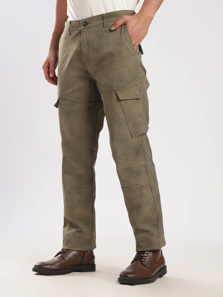 Olive Cotton Regular Fit Cargo Pant