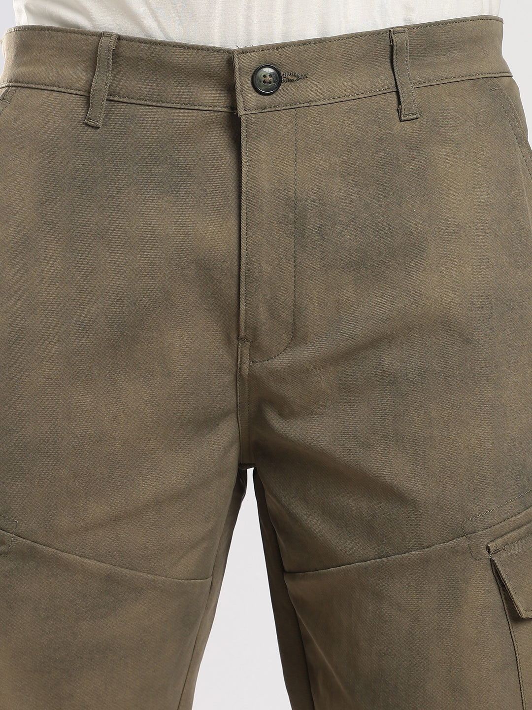 Olive Cotton Regular Fit Cargo Pant