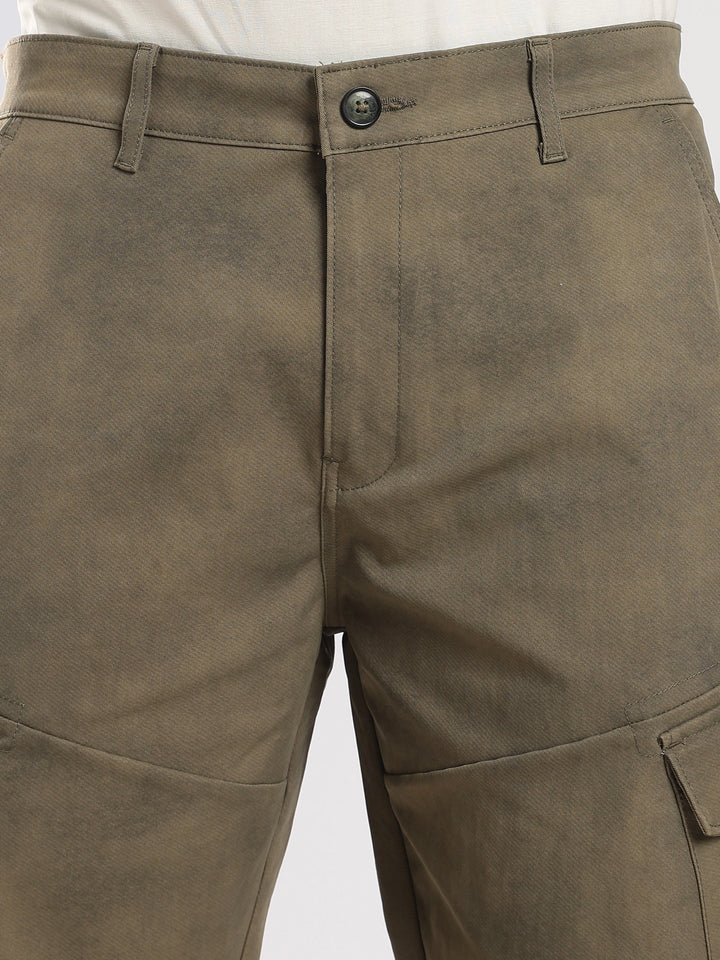 Olive Cotton Regular Fit Cargo Pant