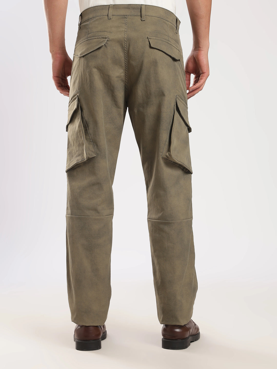 Olive Cotton Regular Fit Cargo Pant