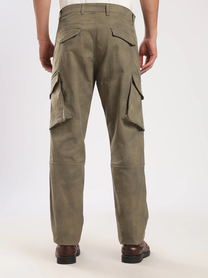 Olive Cotton Regular Fit Cargo Pant