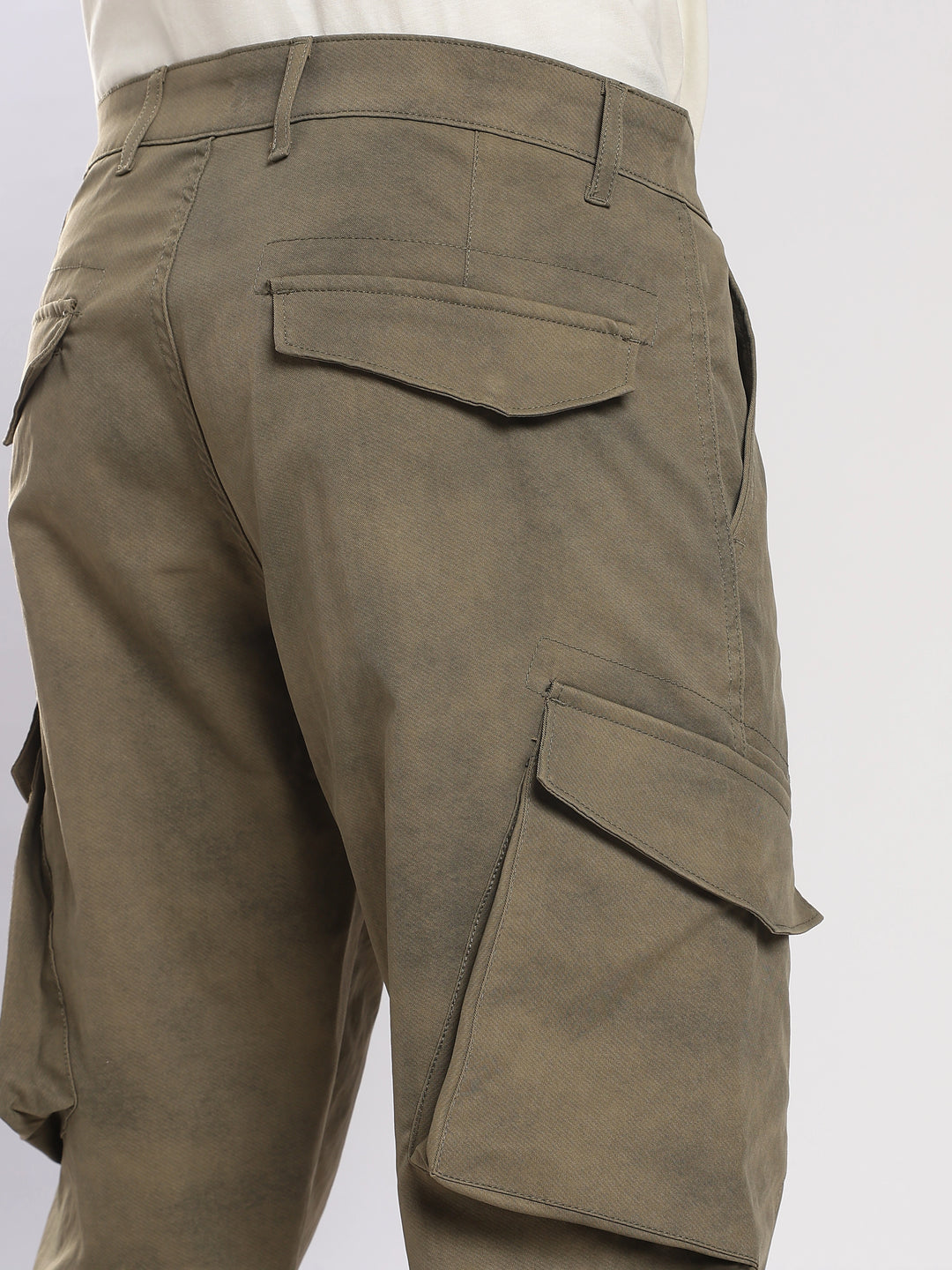 Olive Cotton Regular Fit Cargo Pant