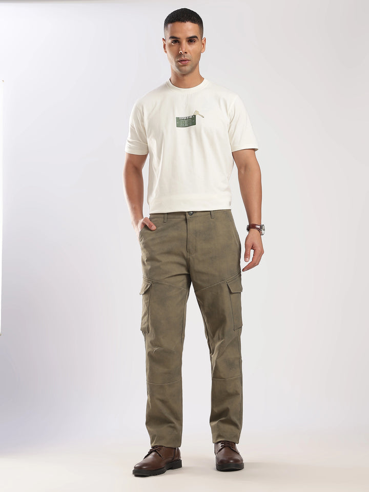Olive Cotton Regular Fit Cargo Pant