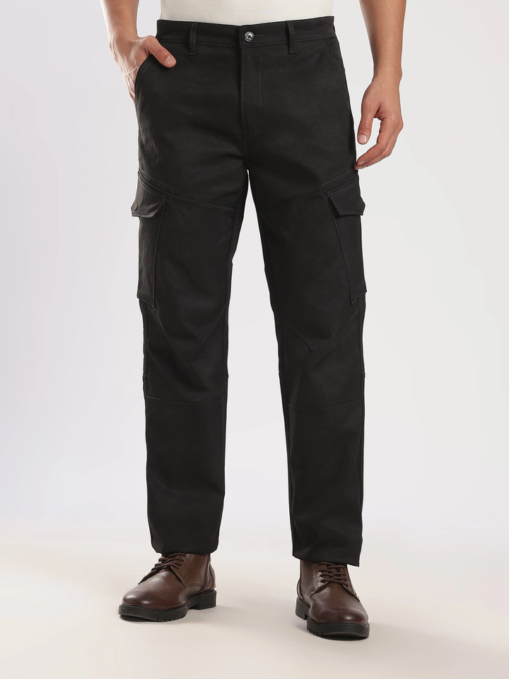 Navy Cotton Regular Fit Cargo Pant