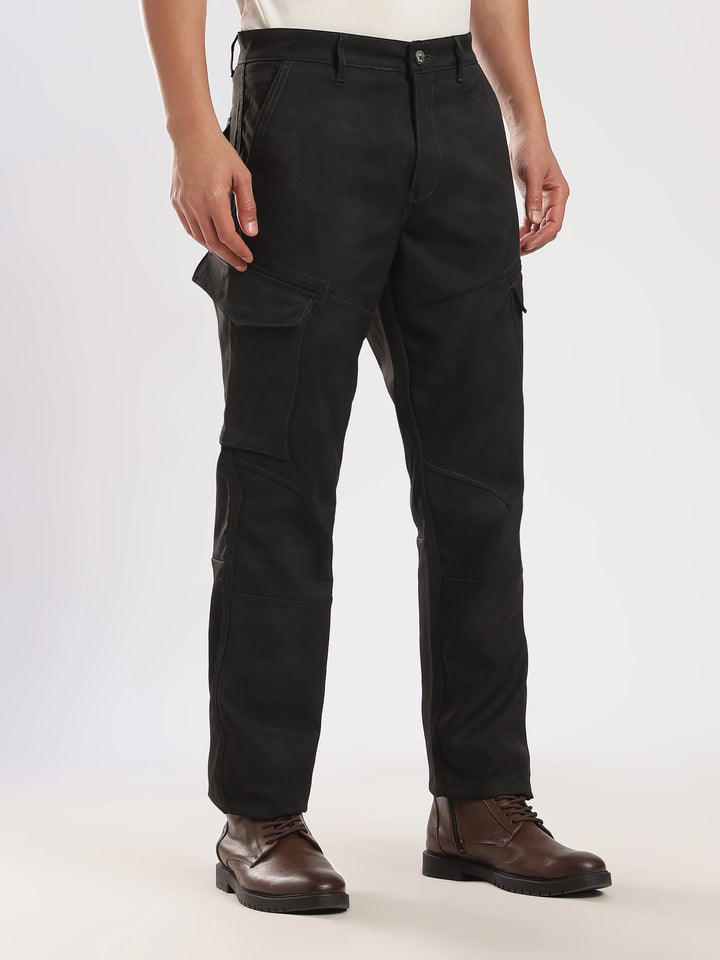 Navy Cotton Regular Fit Cargo Pant
