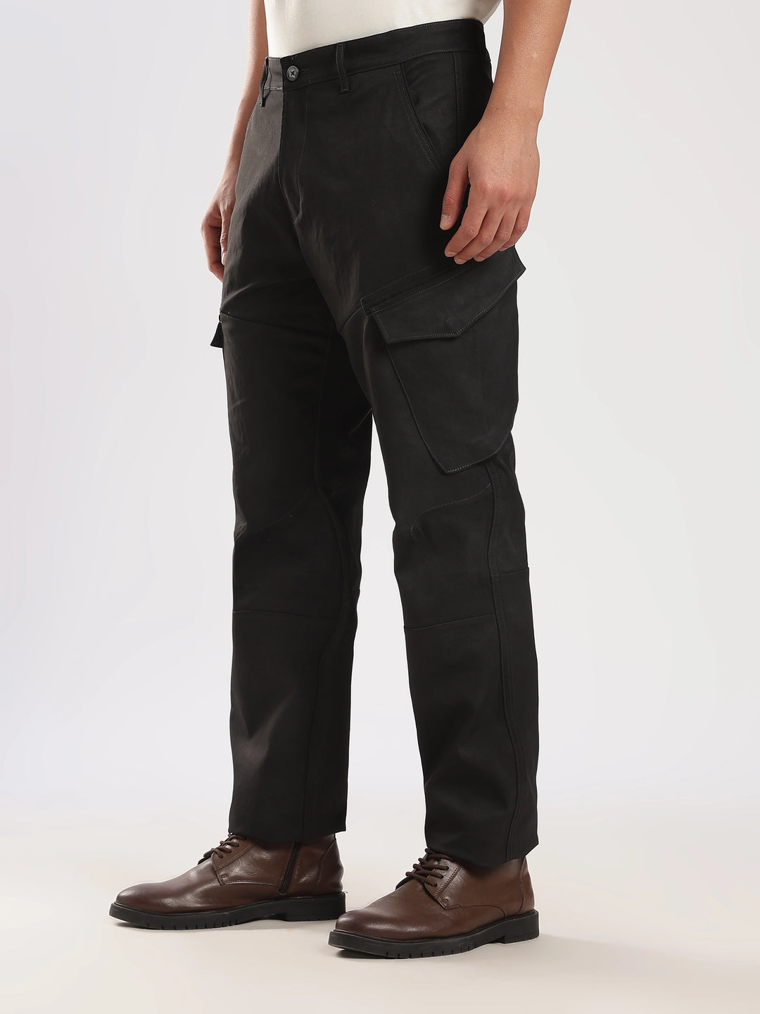 Navy Cotton Regular Fit Cargo Pant