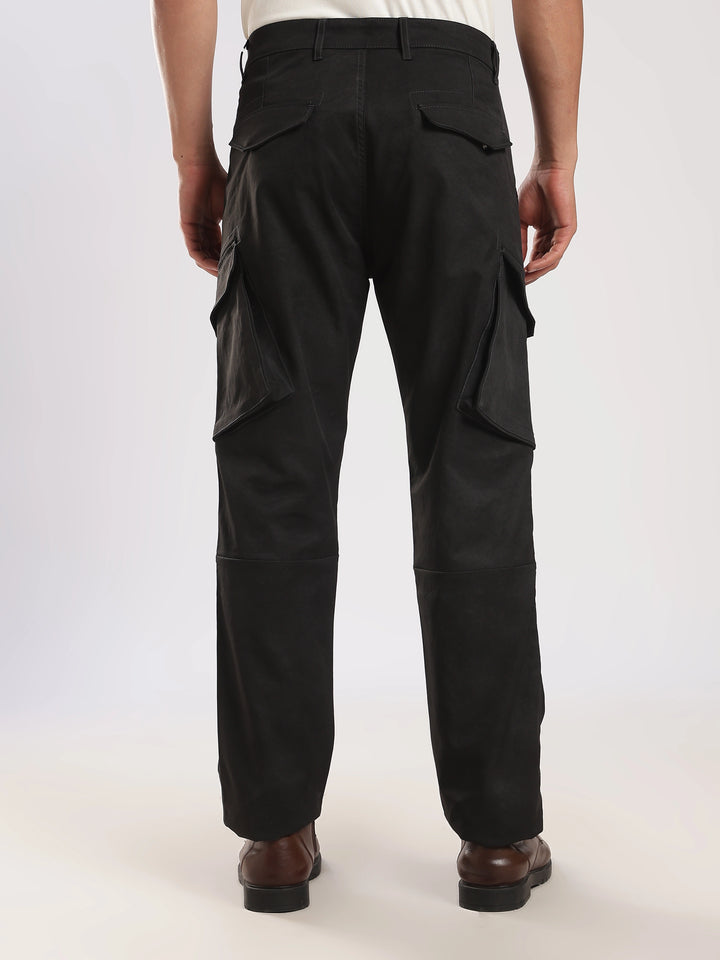Navy Cotton Regular Fit Cargo Pant