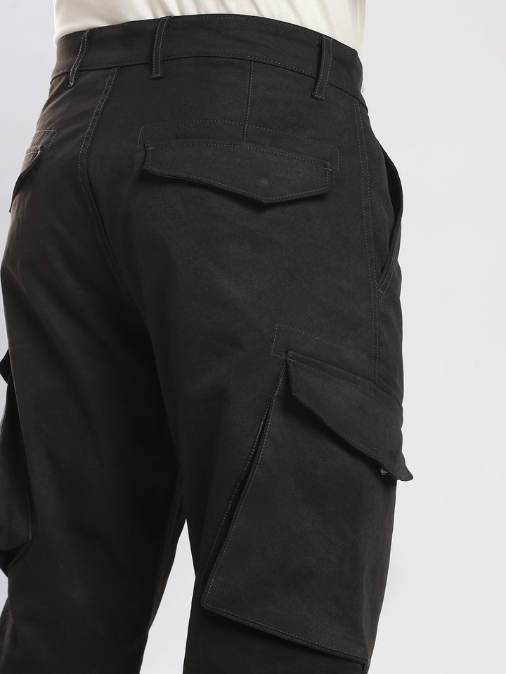 Navy Cotton Regular Fit Cargo Pant