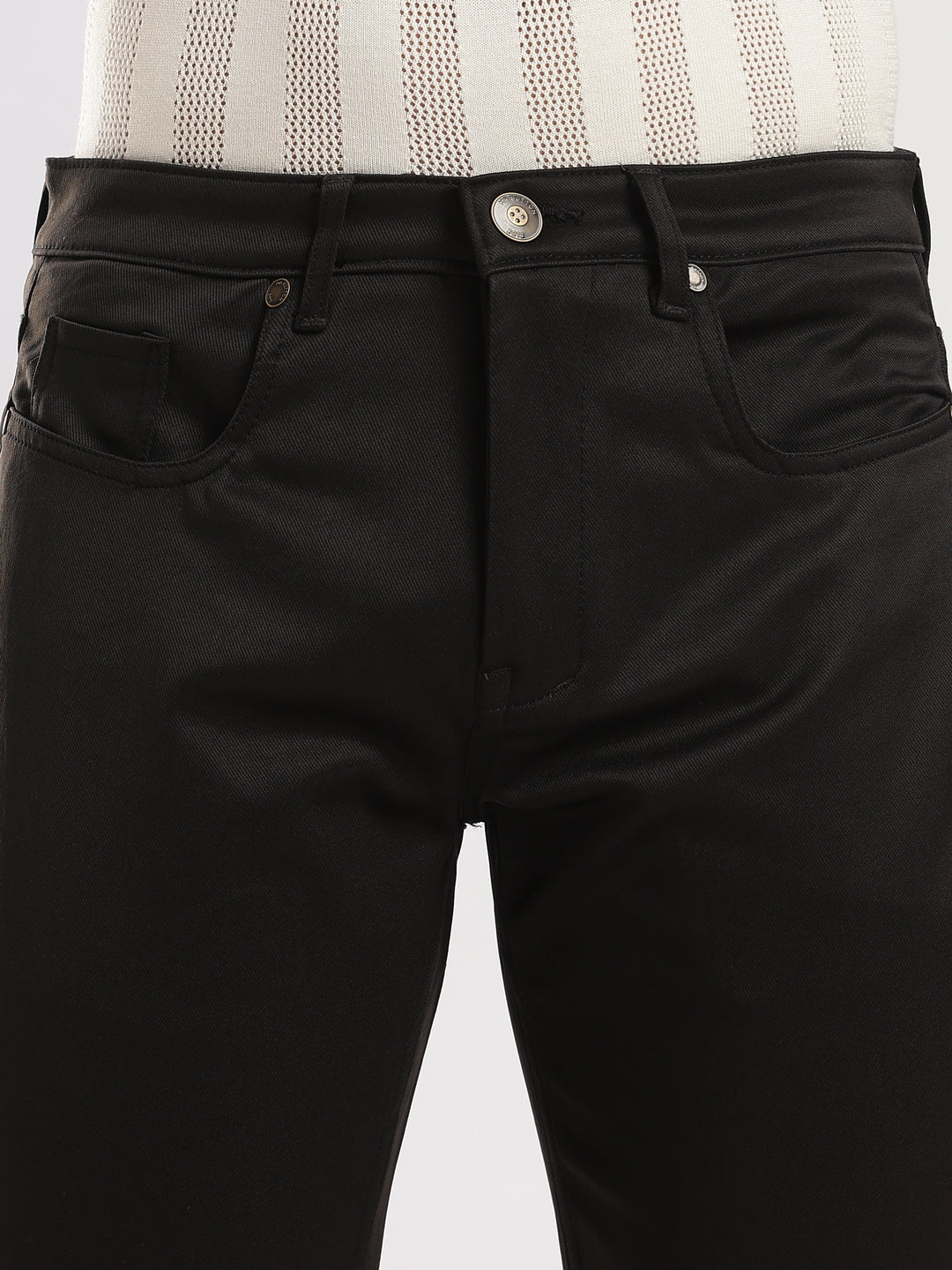 Black Cotton Regular Fit Trouser