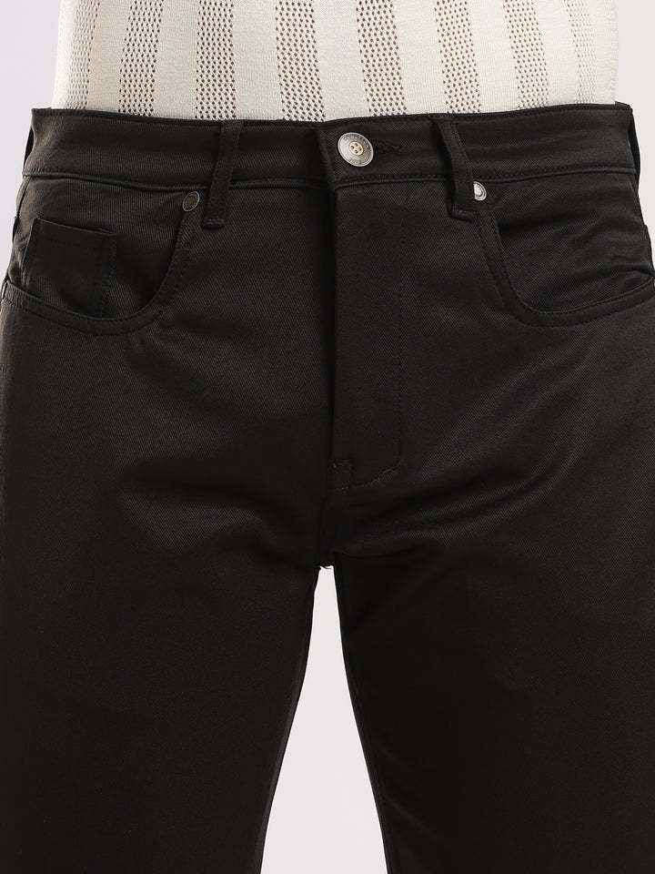Black Cotton Regular Fit Trouser