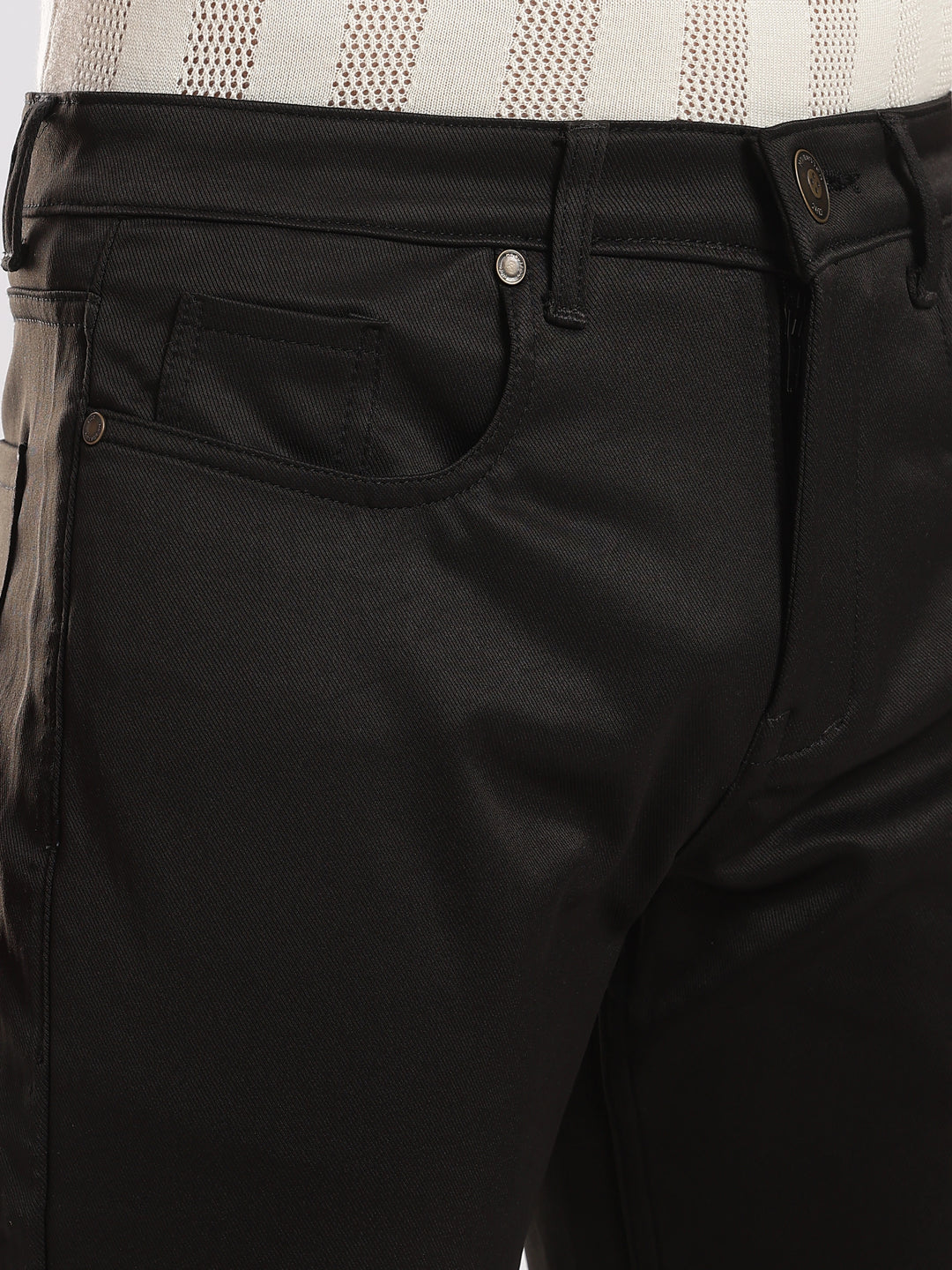 Black Cotton Regular Fit Trouser