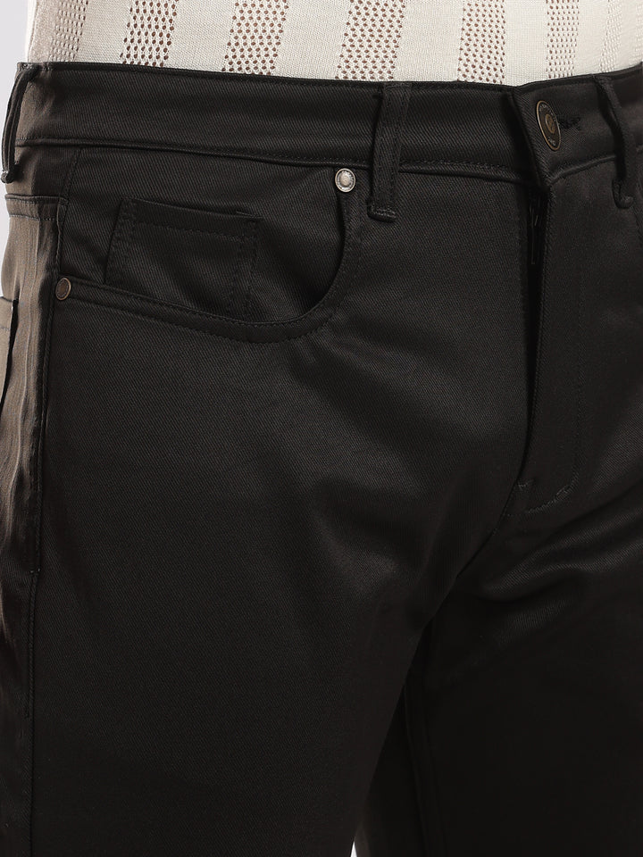 Black Cotton Regular Fit Trouser