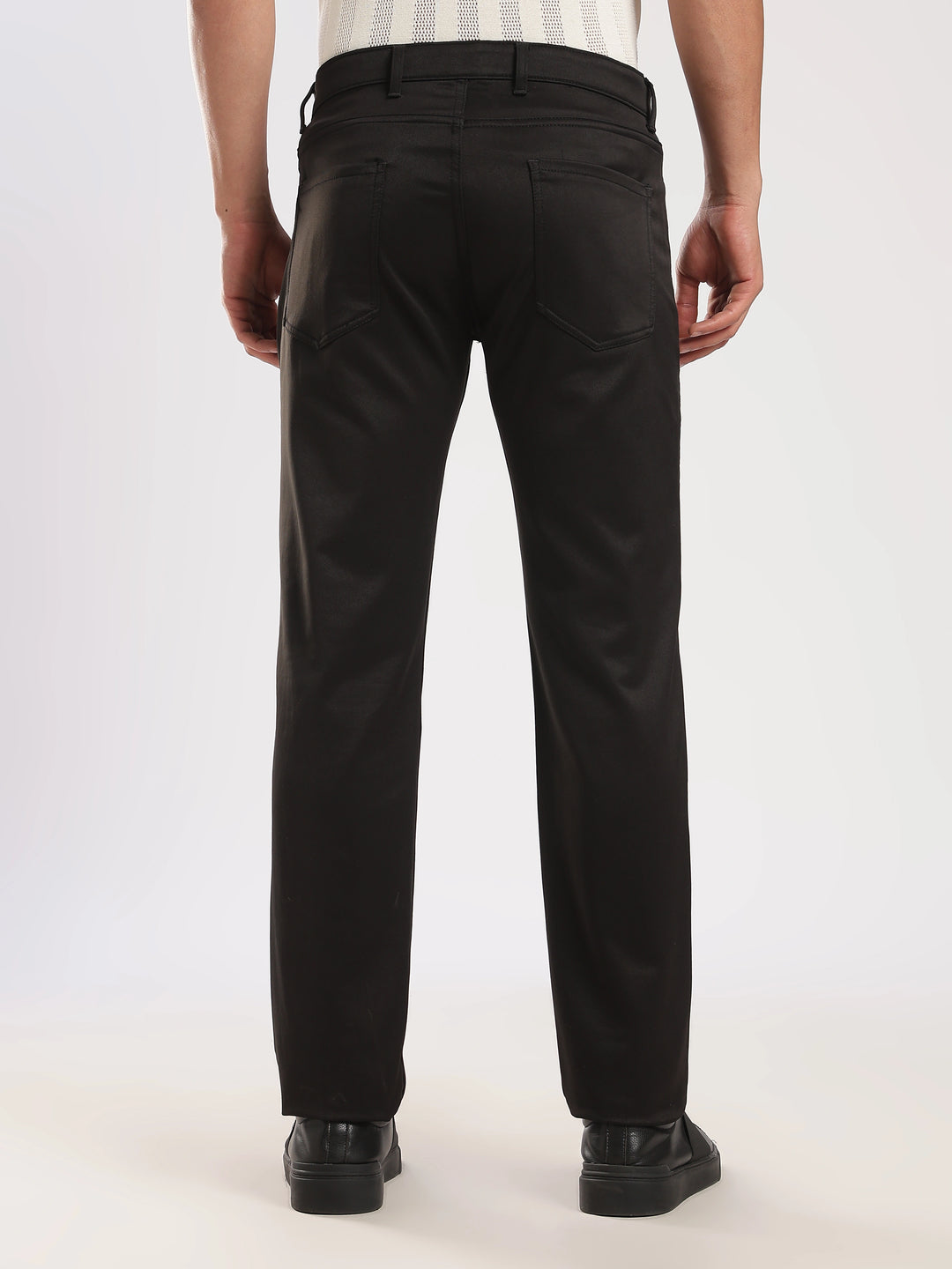 Black Cotton Regular Fit Trouser