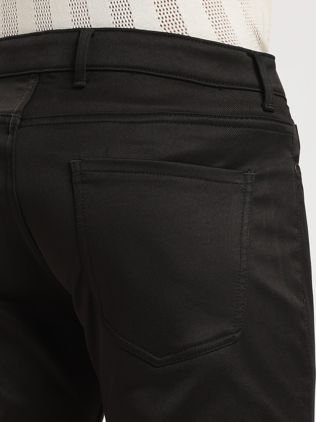 Black Cotton Regular Fit Trouser