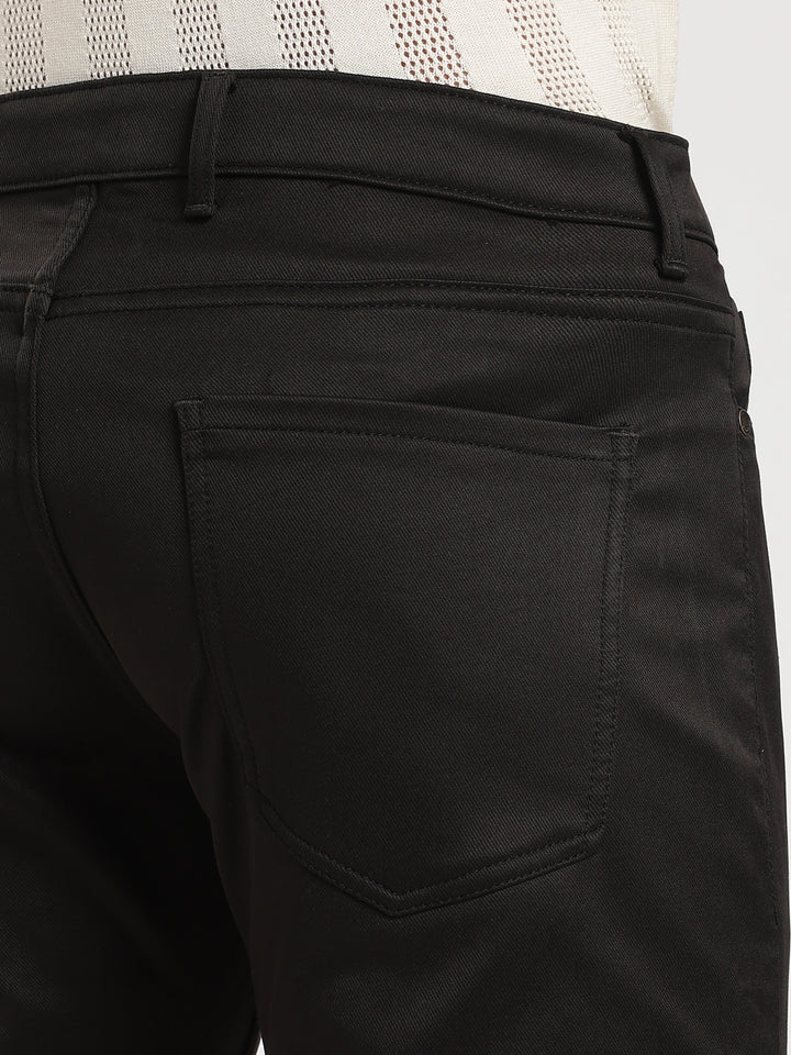 Black Cotton Regular Fit Trouser