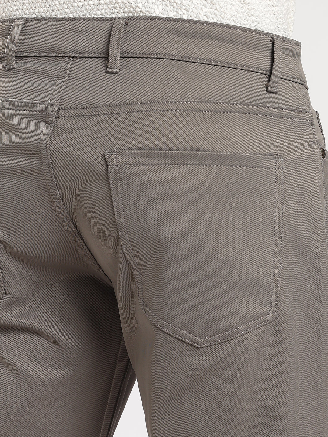 Grey Cotton Regular Fit Trouser