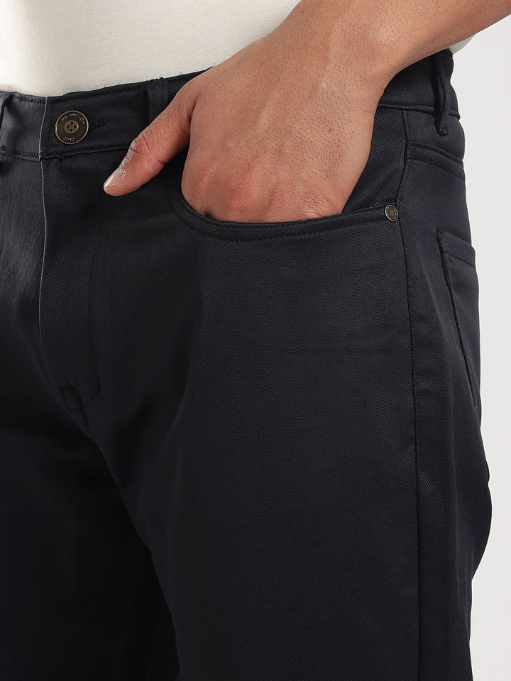 Navy Cotton Regular Fit Trouser