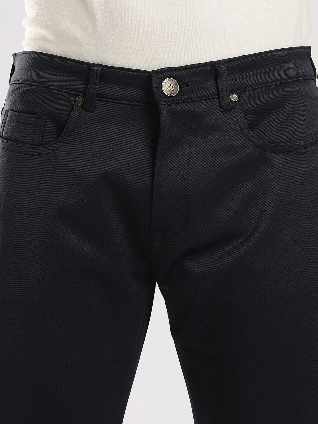 Navy Cotton Regular Fit Trouser