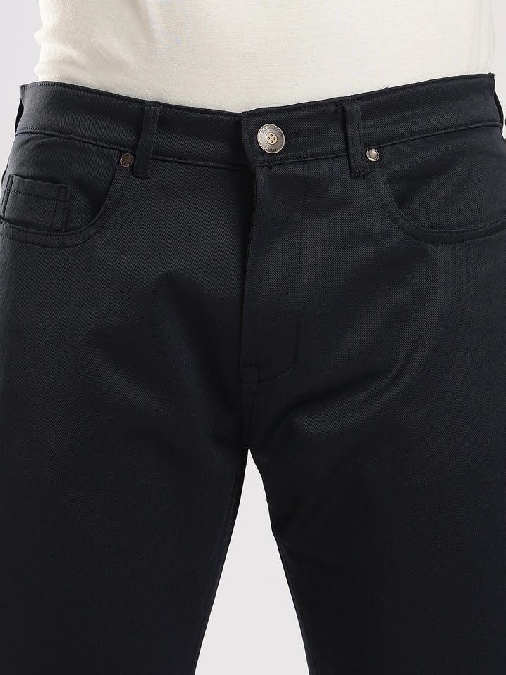 Navy Cotton Regular Fit Trouser