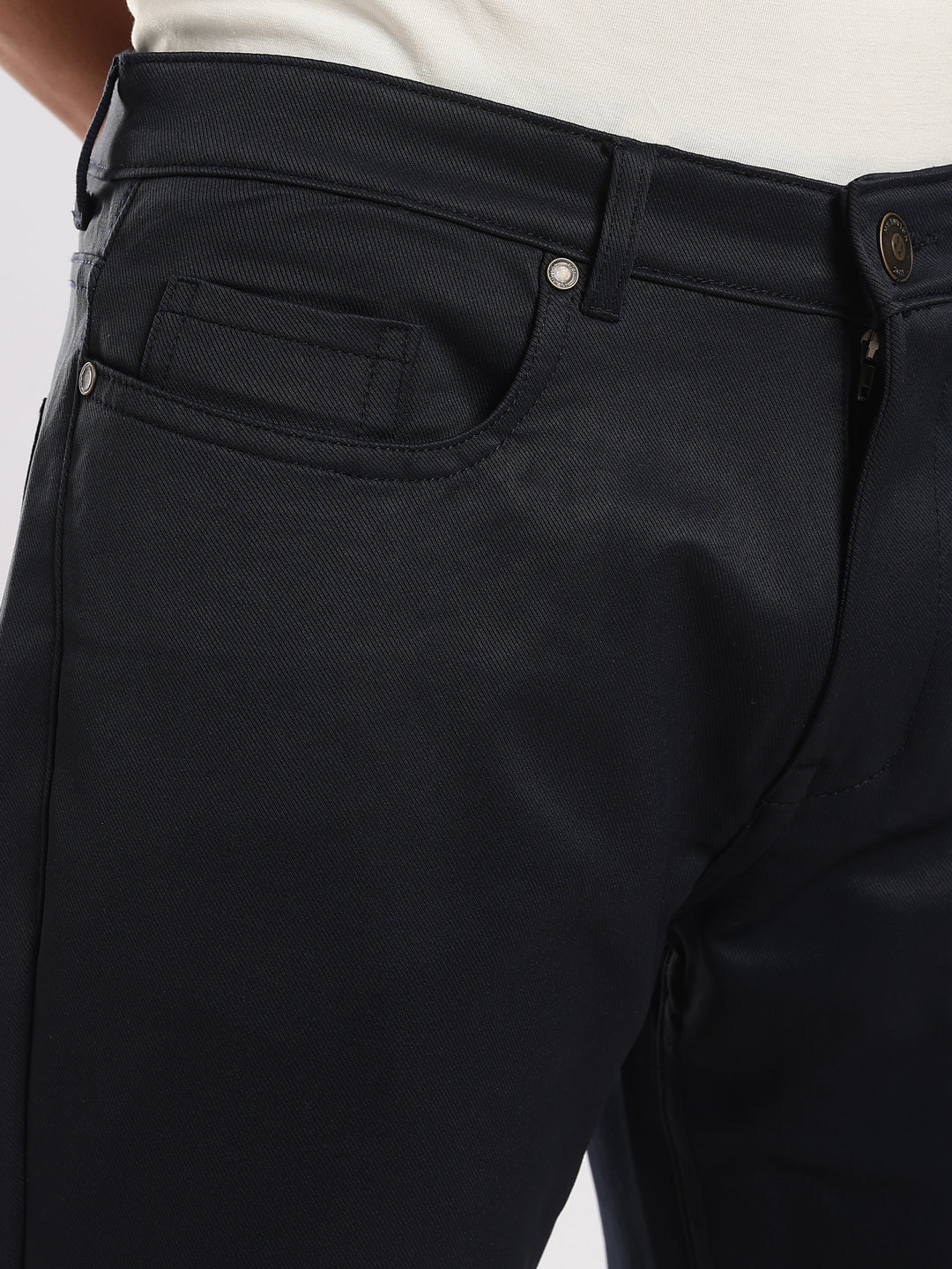 Navy Cotton Regular Fit Trouser