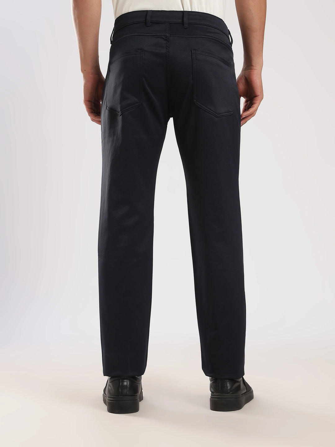 Navy Cotton Regular Fit Trouser