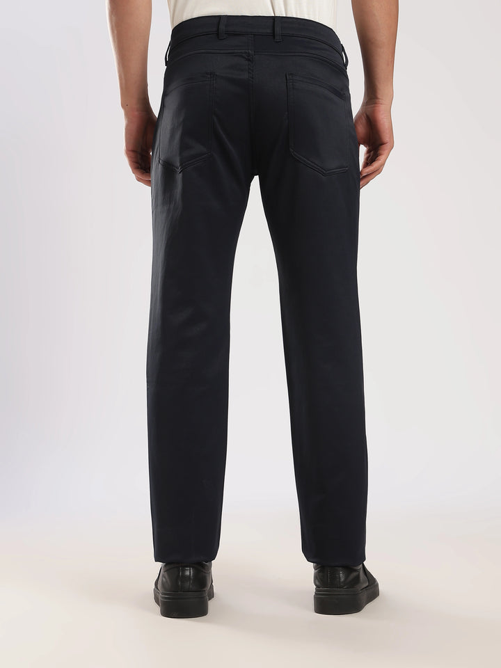Navy Cotton Regular Fit Trouser