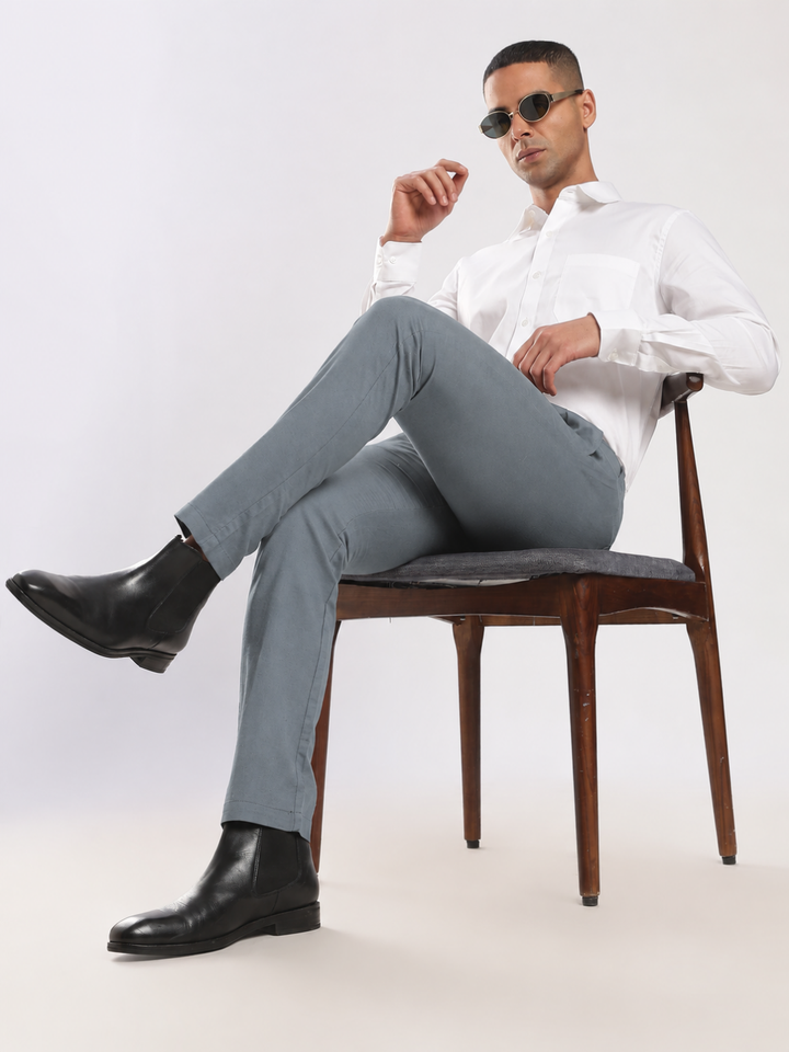 Grey Cotton Linen Trouser